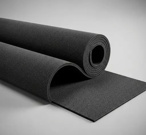 Acoustic Floor Underlay product in black color with greyish background