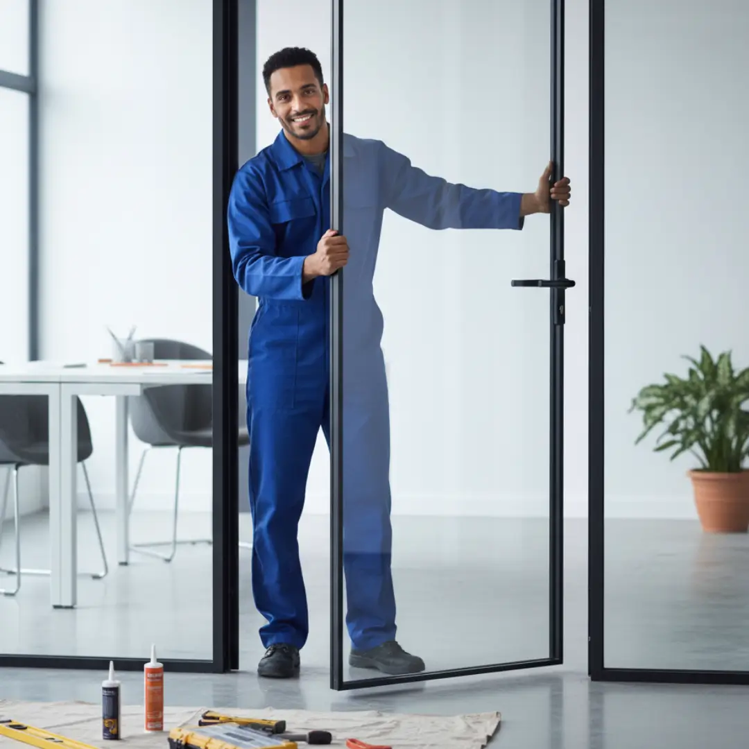 Installation of soundproof glass door